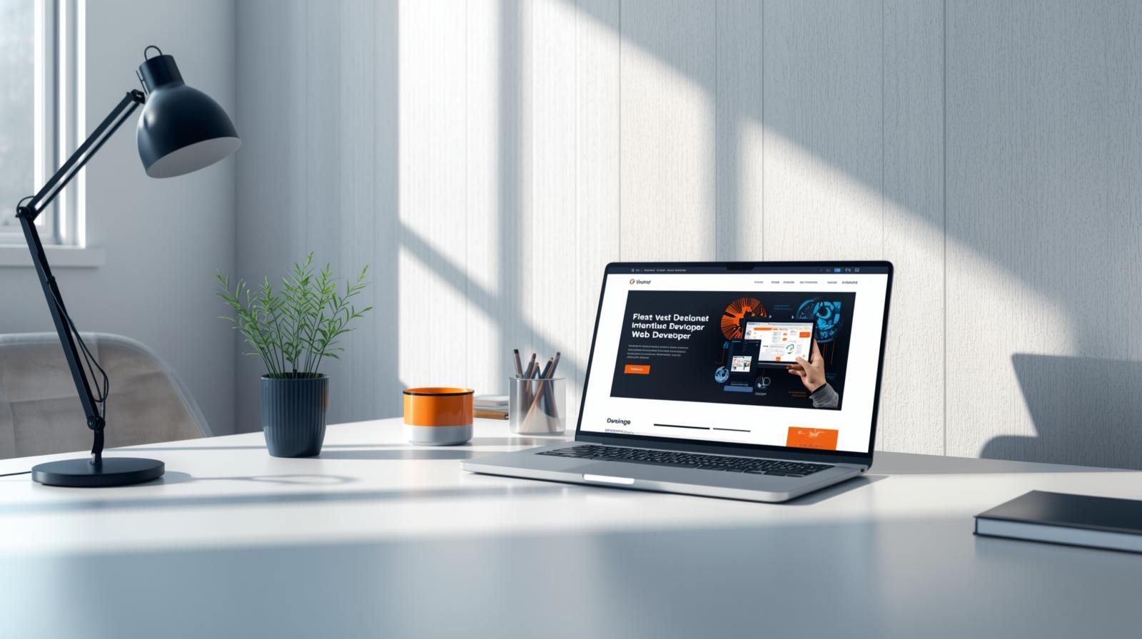 Modern web design workspace showing professional website development